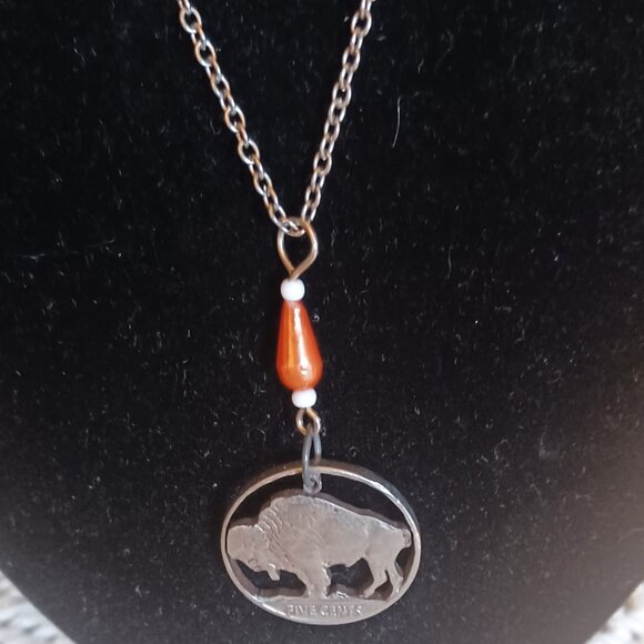 Buffalo Nickel Silhouette Cut Out Pendant Necklace  Pendant  and Chain - Picture 1 of 4